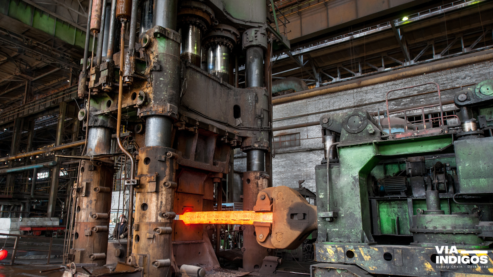 Forging Press Shop, forging under high heat and pressure.