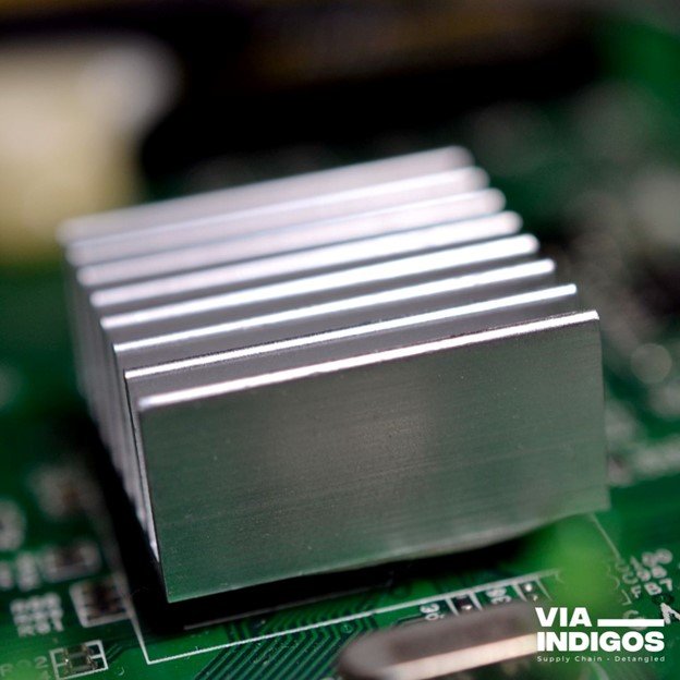 Close-up of an aluminium circuit board in detail