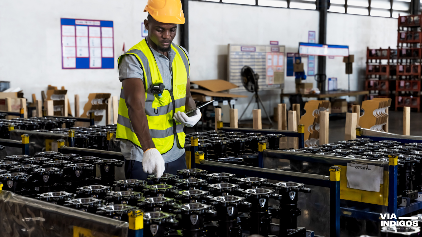 Products inspected and staged for final packaging: Balancing quality assurance and efficiency before shipment preparation.