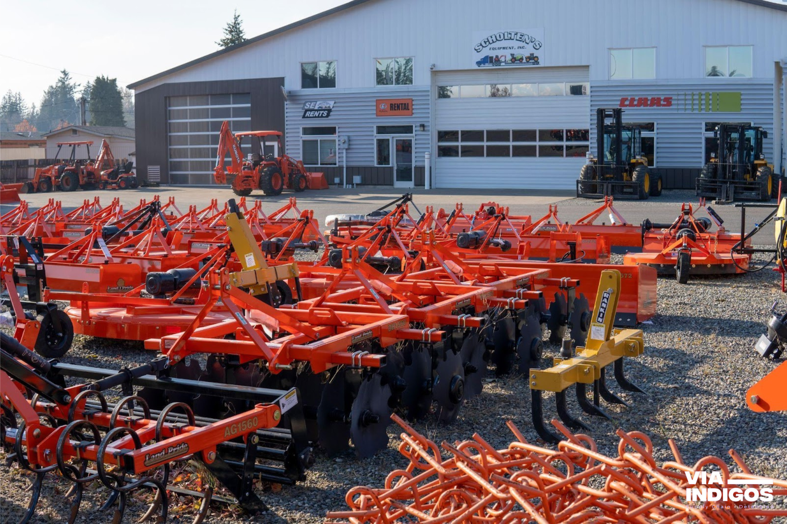 Disc Harrows stocked in a open factory warehouse: Agriculture Equipment