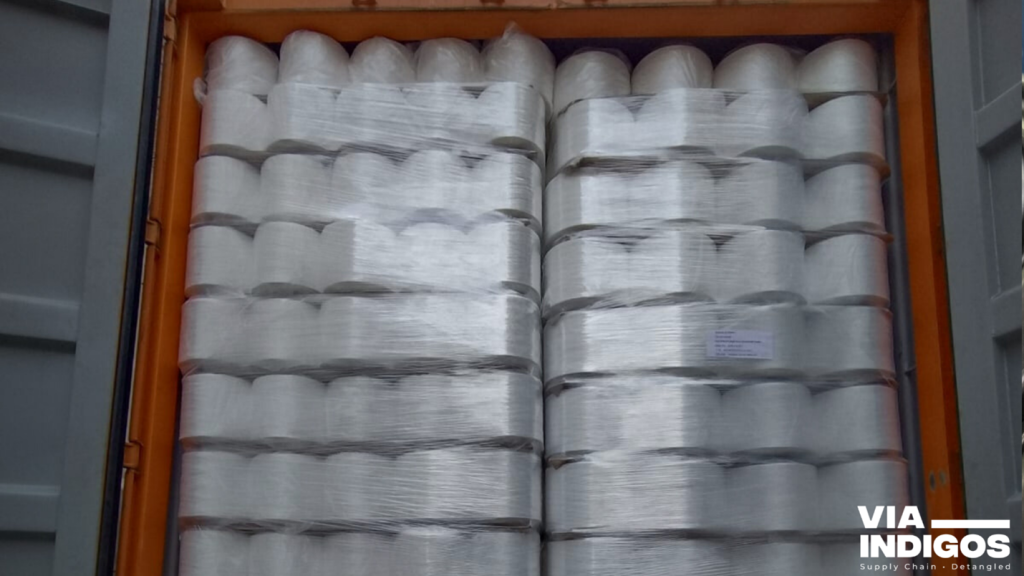 Secure Polypropylene Yarn Shipment. Optimized Supply Chain by VIA INDIGOS for Global Deliveries.
